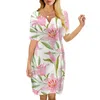Women Dress Simple Lily Pattern 3D Printed VNeck Loose Casual Short Sleeve Shift Dress for Female Dresses Dress Elegant 220616