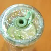 520ml Tumbler with Straws Double Layer Leakproof Milk Coffee Glitter Water Bottles