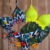 3 Piece Biquini Pink Bikini Women Beach Outing Swimwear Floral Print Set Biquinis Feminino Maio Thong s Swimsuit 220408