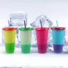 Bottiglie d'acqua Il colore che cambia tazze riutilizzabili da 24 once in plastica PP Colori sensibili alla temperatura che cambia tazza BPA gratuitamente con cannucce 1150 E3