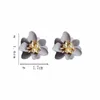Studpar koreanska romantiska lila lyster stereoskopiska skalblommor söta vintage örhängen för kvinnor party smyckenstud kirs22