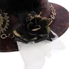 Berets Women Halloween Gothic Mini Top Hat Steampunk Gears Chain Feather Flower Lace Fascinator Hair Clip Victorian Fancy Dress Co8722560
