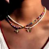 Collane Ciondolo Boho Metallo Ape Farfalla Perline Collana Per Le Donne Multicolore Perline Bianche Girocollo Dolce Moda Gioielli2376