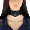 Chokers Noir O-Round Métal Cuir Choker Goth Punk Harajuku Collier Sexy Vegan Collier Bondage Festival Discothèque Bar BijouxChokers Sidn2