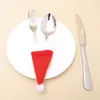Party Decoration Mini Christmas Home Kitchen Hat Tabell Provey Holder Bag Party Dinner Knife Fork Set Pocket Cover