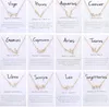 12 Konstellation Zodiac Zeichen Halskette Horoskop Zirkon koreanischer Schmuckstern Galaxy Laibra Astrologie Halskette Geschenk mit Einzelhandelskarte für Frauen