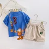 Summer Toddler Baby Boys Girls Clothing Set Cartton T Shirt Shorts Barn Barn Casual Spädbarnskläder Suits 220507