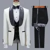 Men's Suits & Blazers JELTOIN Floral Jacket Men Suit Slim Fit Wedding Tuxedo Navy Blue Velvet Lapel Groom Party Costume Homme Man Blazer