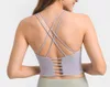 Solid Color Thin Shoulder Belt Cross Back Tank Tops Sports Underwear Yoga Bra Gym Clothes Women's Sexy Fitness Small Sling Shirt