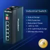 Switch industriale Scodeno Switch 5 porte Gigabit Ethernet L2+ IP40 non gestito su guida DIN 120 W IEEE 802.3 af/at Switch PoE standard