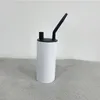 Tumbler de fumo reto de sublimação de armazém local 15oz 20oz branco em branco cachimbo de água com tampa de vidro água de aço inoxidável Bo2867