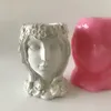 Girl de resina hecha a mano Vase de silicona molde de silicona de bricolaje Candelador de hormigueo de hormigón