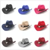 Berets dzieci wełna wełna pusta western kowboczka rolka szerokie kowboju jazzowe jazz sombrero czapka z tassel tauren wstęgowa