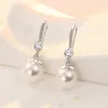 Charms 925 Stamped Silver Elegant Crystal Pearl Dange oorbellen voor vrouwen