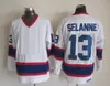 Vintage 1992 Bobby Hull 9 하키 유니폼 13 8 Teemu Selanne 10 Dale Hawerchuk 16 Laurie Boschman 파란색 흰색 스티치 저지 Mens M-XXXL