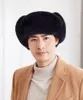 Men's Real Sheepskin Hat Rex Rabbit Fur Cap Earflaps Russian Trapper Hat Ushanka