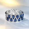 Wedding Rings RAKOL 2022 Blue Water Drop Cubic Zirconia Geometric For Women Trendy Brial Party Jewelry Bridal Dress Accessories Rita22