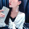 925 zilveren naaldroze roze struisvogel haar strass oorbellen Lang Europese en Amerikaanse kwastje veer oorbellen Koreaanse elegante oordop vrouwen