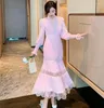 Casual Dresses High Quality Self Portrait Dress 2023 Women Sexy V Neck Lantern Sleeve Long Sleeved Cake Chic Lace Summer