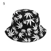 Basker 1pc bladtryck fiskare hattar casual panama hink hatt unisex lönn par bomull hip hop cap mode sol platt topp kepsar gif222o