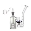 Brûleur à mazout en verre Bang Hookahs Bang en verre 3 en 1 avec adaptateur J-hook Recycler Dab Rig Ash Catcher Bong avec tuyaux de brûleur à mazout mâles de 14 mm