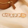 Boho Vintage Golden Crystal Star Moon Ring Set Women's Fashion Geometric Bow Knot Open Round Charm Rings Wedding Jewelry Gift