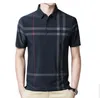 2022 Sommar Mäns Kortärmad T-shirt Lapel Loose Herrkläder Ung och medelålders Pläd Foreign Trade Polo Shirt Casual Top