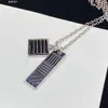 Fashion V Letter Pendant Necklaces Stripe Vintage Brand Necklace Women Men Stainless Steel Cards Jewelry Hip Hop Accessories No Box