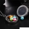 Big Pearl Cage Locket Pendant necklace For women Elephant Cross Owl Tree Living Memory Beads Glass Magnetic Floating charm Jewelry