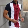 Masculino tendência de moda de verão listrada estampa havaiana rua ao ar livre camisas de manga curta Cardigan de luxo 220623