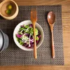 Zestawy naczyń obiadowych Naturalne drewniane zastawa stołowa w stylu japońskiego szybkie pałeczki do makaronu łyżki widelca przenośne przyczyny podróżne do zestawu kitchendinnerware