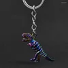 Keychains Alloy kleurrijke schedel sleutelhanger dinosaurus sleutelhanger auto Halloween horror ring hanger cadeau vriendje K4819KeyChains Emel22