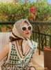 Basker solskyddsmedel silkes halsduk liten fyrkantig handduk vår och sommar utländsk mode po öken vilda randiga franska turban kvinnors huvud kapberetter