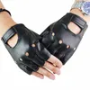 1 paio di guanti mezze dita da ciclismo in pelle PU guanti unisex guanti senza dita antiscivolo punk traspirante per il fitness 220624