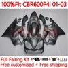 Корпус плесени для инъекции для Honda CBR 600 F4i FS CC 600F4I 600CC 01-03 Кузов 137NO.16 CBR600F4I F4 I CBR600 F4I 01 02 03 CBR600FS 2001 2002 2003 OEM Fairing Fairing Black Black Black Black