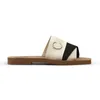 Designer Woody pantoffels Dames Platte Sandalen Mode Kant Gegraveerde Stof Canvas Zomer Outdoor Slippers