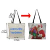 Ambalaj Çantaları Yeniden Kullanılabilir Noel Hediye Çantası Keten Alışveriş Çantası Cadılar Bayramı Kişiselleştirilmiş Bakkal Çantası Özelleştirilebilir Desenli Logo Omuz Çantası ZL1124