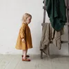 秋の幼児の子供の女の子のドレス牧歌的なスタイルフリル長袖ソリッドコットンリネンパーティーカジュアルドレス子供用服220427