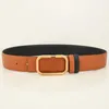 High Quality Fashion Men Belt V Letter Metal Golden Silver Pin Buckle Leather 3.8cm Belt For Women