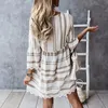 Robes décontractées ardm mode V STRAP PATCHWORS LACE POUR FEMMES 2022 Boho mini robe longue manche