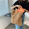 Shopper Summer Woven Women Handbags Straw Casual Beach Ladies Tote Large Korean Fashion Female Shoulder Bag Hollow Girl Purses 220512