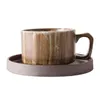 Japon tarzı vintage seramik cappuccino kahve fincanı ve tabak seti el yapımı kişiselleştirilmiş özel seramik latte sanat damla kupa 220621