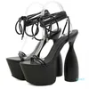 Dress Shoes Platform High Heels For Women Roman Wedges Lace-up Chunky Gladiator Sandals Big Fish Peep Toe Cross Female Pumps Sexy