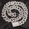 Designerski naszyjnik 18mm Iced Cuban Link męski złoty łańcuszek Prong Chain Naszyjnik 14-karatowy biały pozłacany 2 rzędy diamentów cyrkonia Biżuteria 16 cali-24 cali kubański łańcuszek