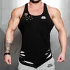 스포츠 및 피트니스 남성 레저 야외 찢어진면 둥근 목 조끼 여름 남성 달리기 훈련 옷 얇은 Tshirt 220614