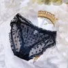 Lolita Bow Transparent Femme Culotte Maille Mince Voir À Travers Étoiles Imprimé Volants Sous-Vêtement D'été Plus La Taille 3XL Kawaii Lingeries L220802