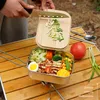 Boîte à bento en acier inoxydable avec planche à découper en bambou, applicable pour le camping, la randonnée, le sac à dos et d'autres activités de plein air (30 oz)