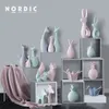 Nordic Rosa Verde Cervo In Ceramica Figurine Decorazione Della Casa Artigianato Soggiorno Ornamenti Desktop Animale Regalo di Nozze Moderno Y200106