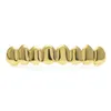 Męskie złote zęby Grillz zestaw modna biżuteria hip-hopowa wysokiej jakości osiem 8 górnych zębów sześć 6 dolnych grilli