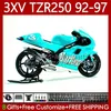 Комплект для тела для Yamaha TZR250-R TZR250RR YPVS 3xV TZR250R глянцевый Cyan 92-97 117NO.138 TZR 250 TZR250 R RR RR 1992 1993 1994 1995 1996 1997 1997 TZR-250 92 93 94 95 96 97 OEM